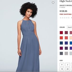 NWT David's Bridal Steel Blue Dress Size 12